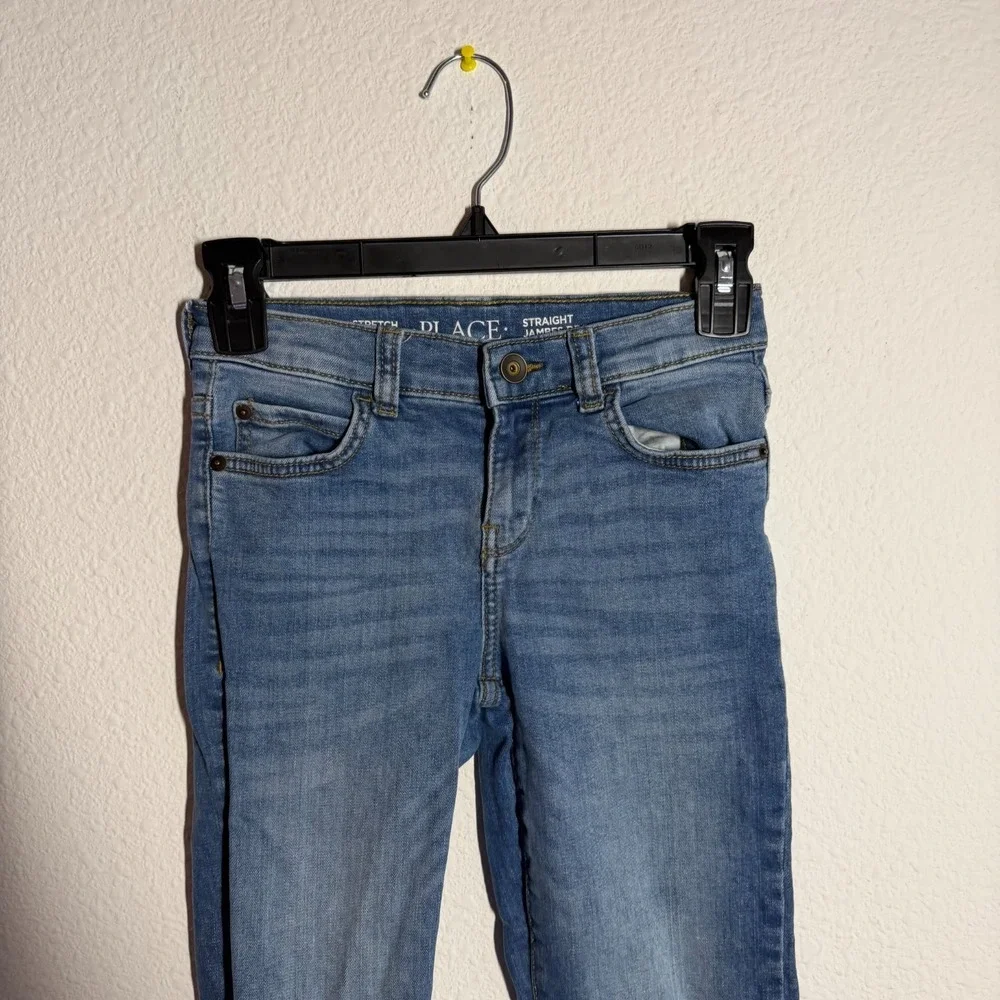 The Children's Place Straight Jeans Girls 12 Blue Denim Stretch Medium Wash